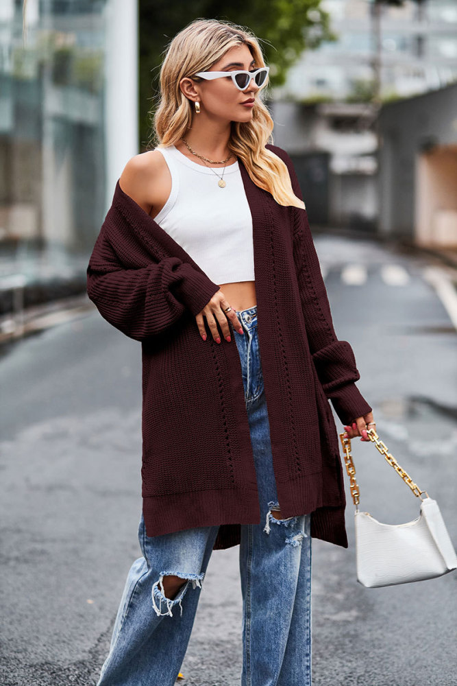 New Women's Solid Color Loose Knitted Coat