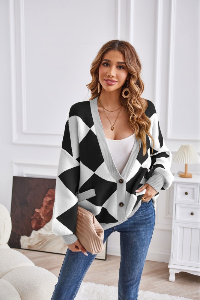 New Women's V-Neck Casual Loose Knitted Cardigan