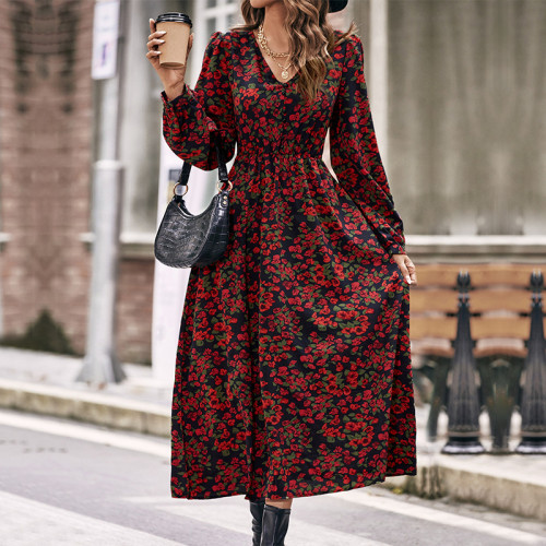 New Fashion Women's Long Sleeve Printed Dress