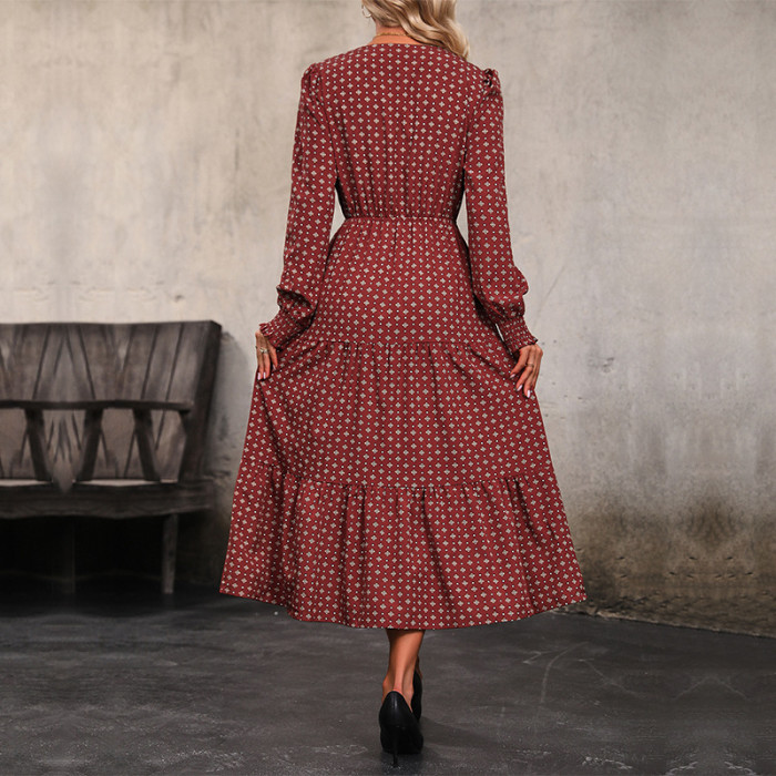 New Fashion Women's Long Sleeve Printed Autumn Dress