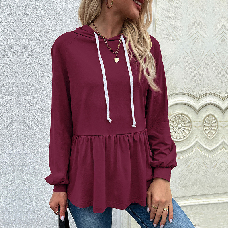Women's Fashion Casual Solid Color Hooded Sweatshirt