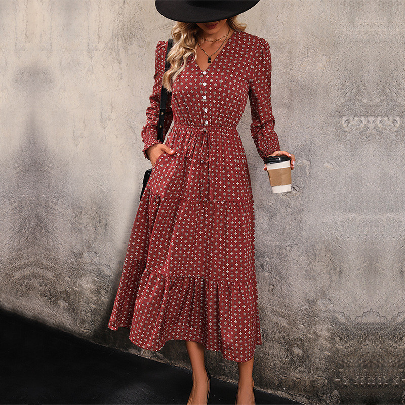 New Fashion Women's Long Sleeve Printed Autumn Dress