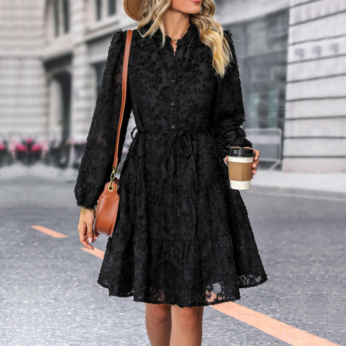 Autumn New Fashionable Long Sleeve Solid Color Women's Dress