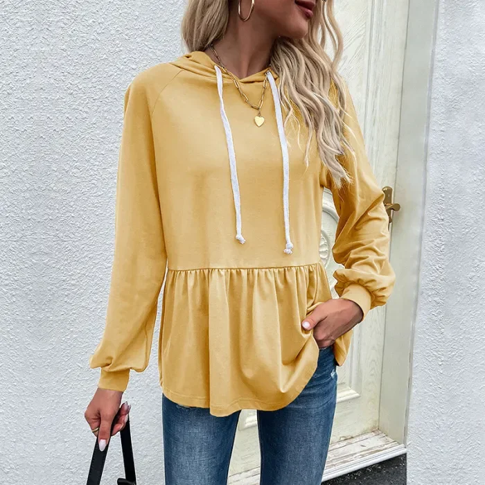 Women's Fashion Casual Solid Color Hooded Sweatshirt