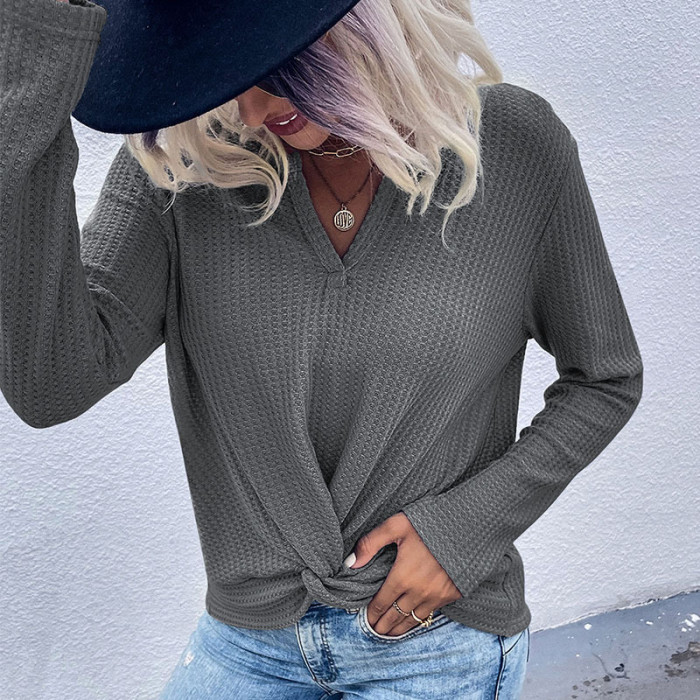 Casual Solid Color Thin Knitted Sweater