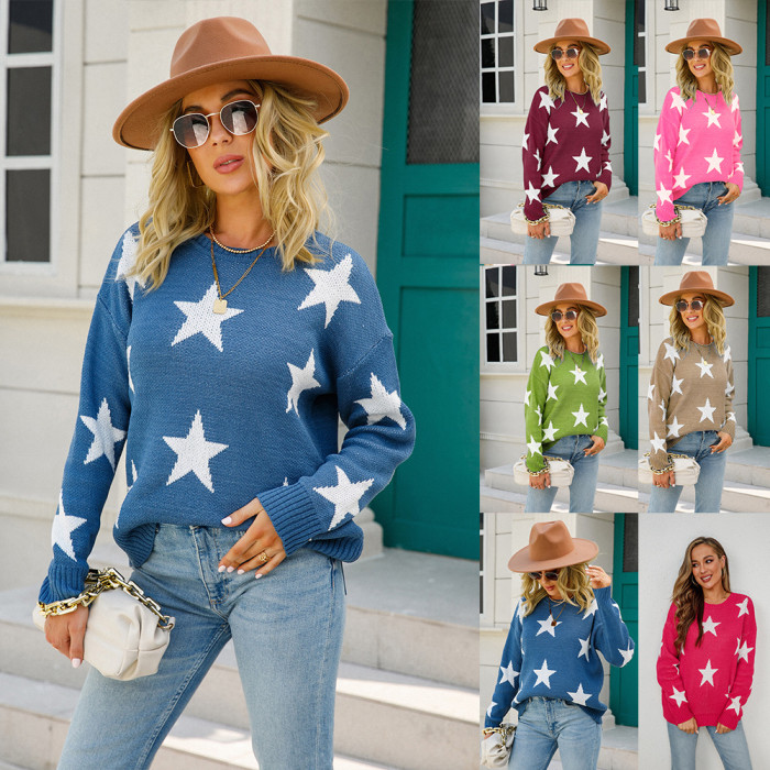 Autumn Winter Knit Pullovers O-neck Fashion Women Sweater