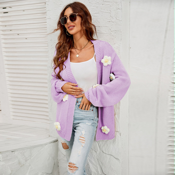 Women's Vintage Floral Knitted Cardigan