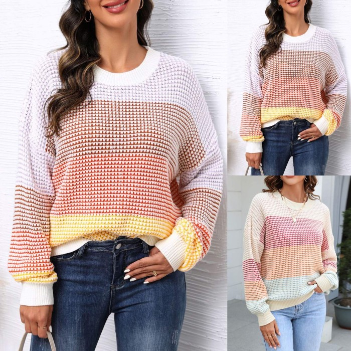 New Winter Women's Casual Loose Large Size Crew Neck Sweater