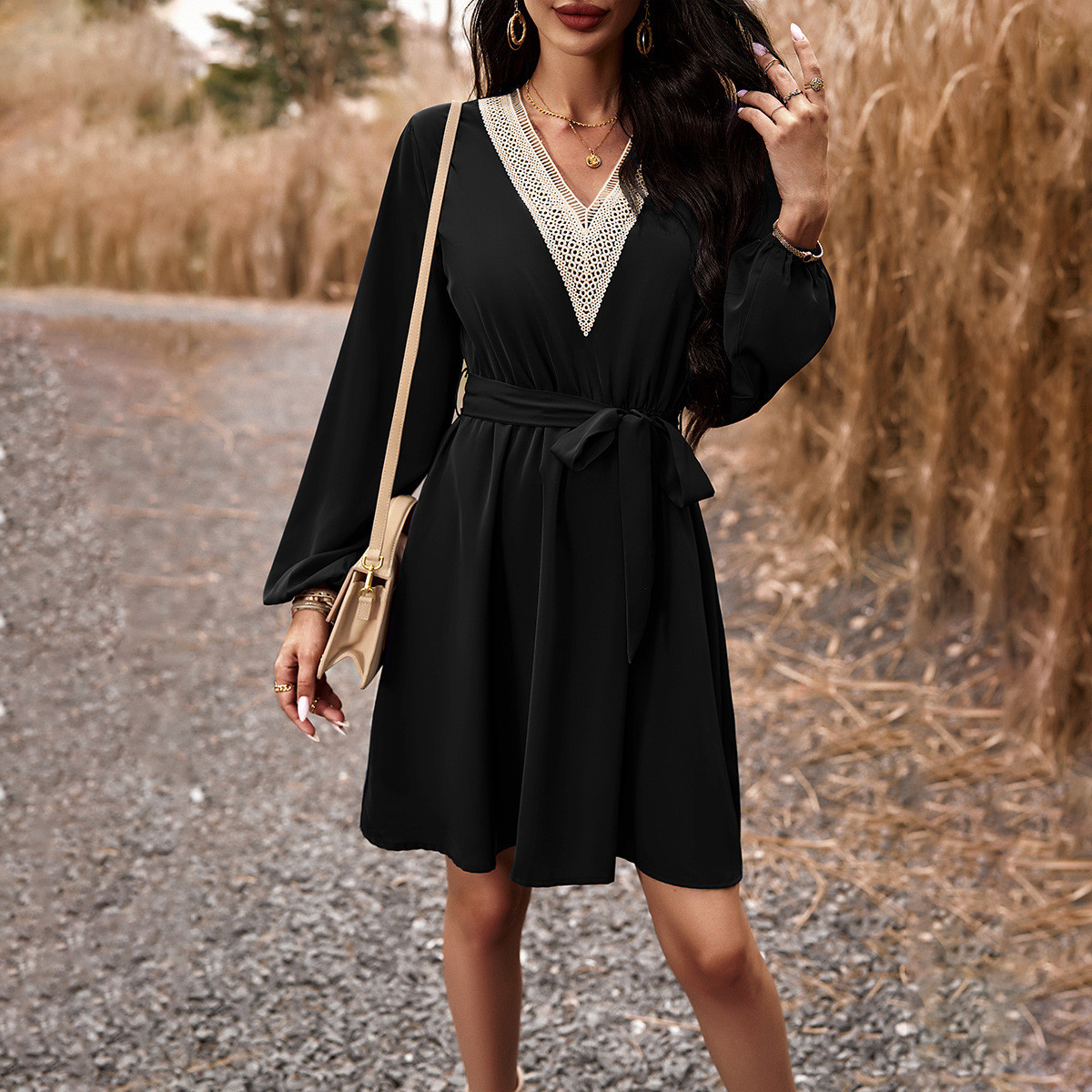 Long V-neck Dress