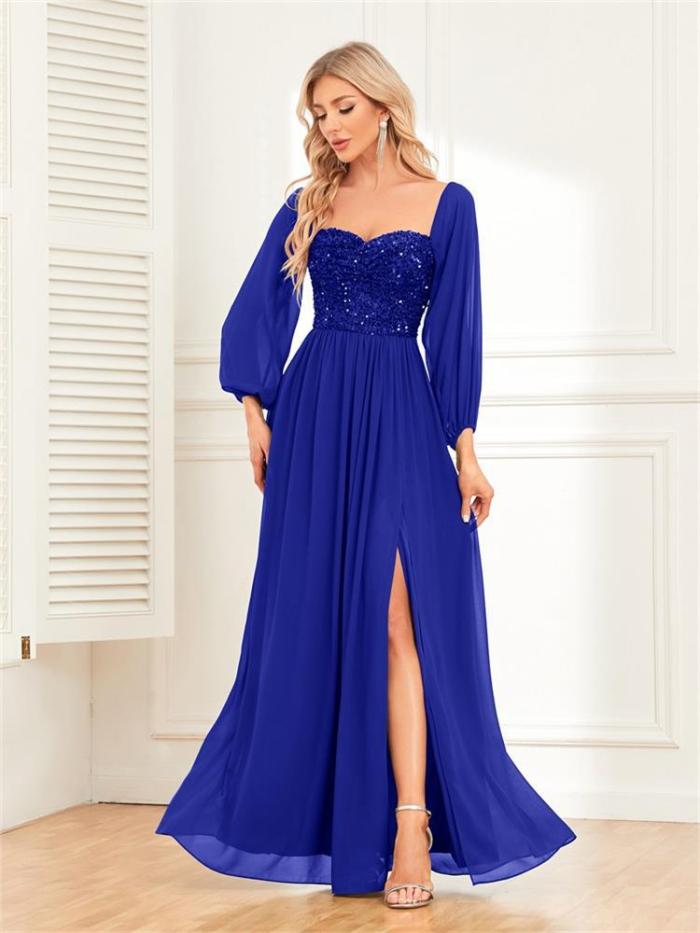 Elegant One Shoulder Ruffled Slit Dress main image 0