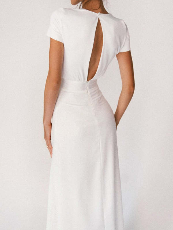 Solid Color Simple Short Sleeve Dress