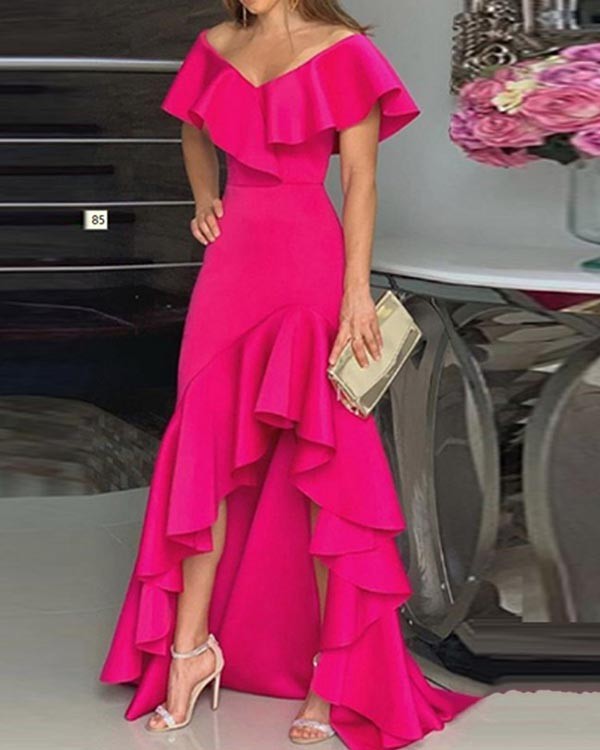 Temperament V-neck Irregular Elegant Dress