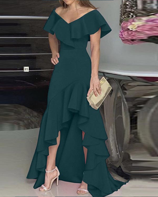 Temperament V-neck Irregular Elegant Dress