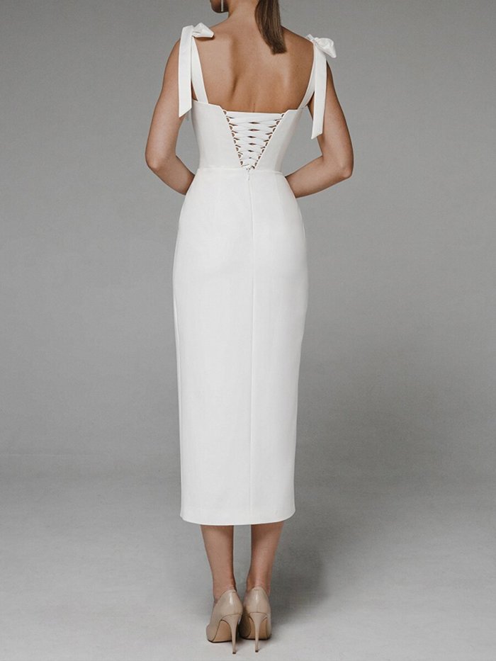 Solid color split dress