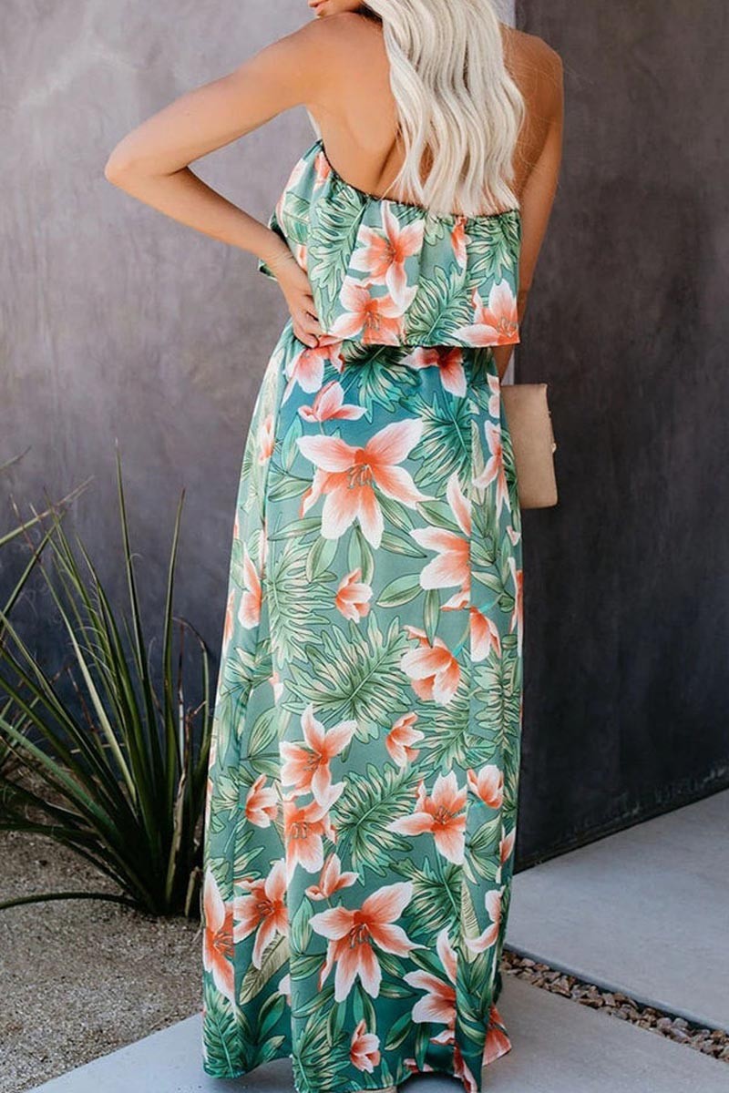 Floral Off-Shoulder Slit Maxi Dress
