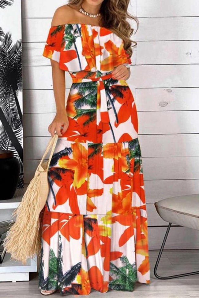 Cutout Allover Print Maxi Dress (S)
