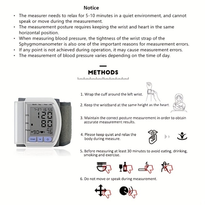 Accurate Blood Pressure Monitoring Made Easy: Wrist Blood Pressure Monitor With Voice Automatic Digital BP Machine & Carrying Case
