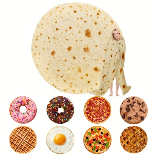 1pc Tortilla Blanket Pepperoni Pizza  Blanket Realistic Donut Blanket Food Throw Blanket, Personalized Gift Blanket, Soft And Comfortable Facecloth Round Blanket Cookies Blanket Novelty Realistic Cookies Throw Blanket