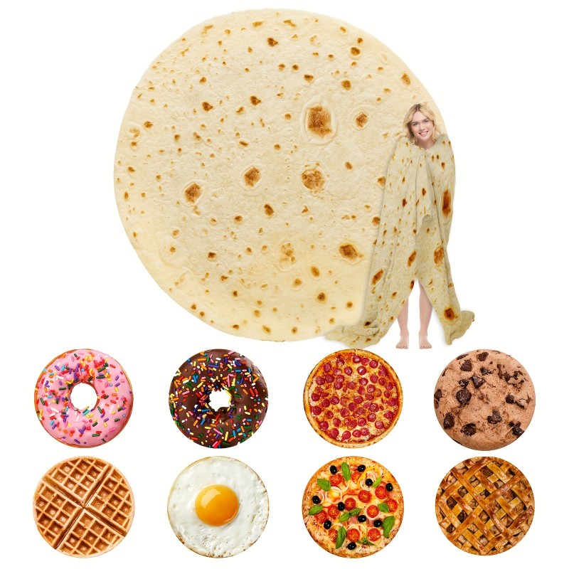 1pc Tortilla Blanket Pepperoni Pizza  Blanket Realistic Donut Blanket Food Throw Blanket, Personalized Gift Blanket, Soft And Comfortable Facecloth Round Blanket Cookies Blanket Novelty Realistic Cookies Throw Blanket