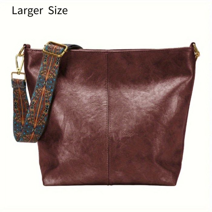 Geometric Strap Hobo Bag, Large Capacity Crossbody Bag, Women's Retro Style Shoulder Bag