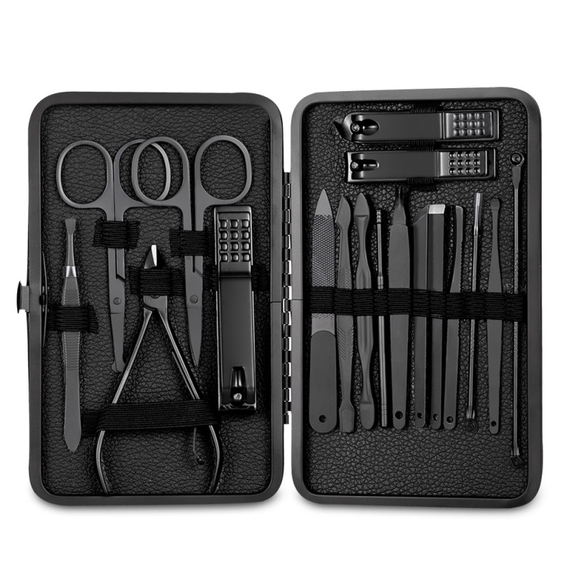 Classic Black Manicure Set Hand Feet Facial Stainless Steel Accessories, 5 Choices