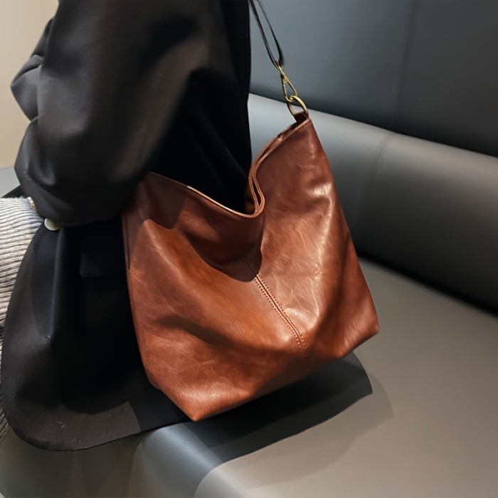 Geometric Strap Hobo Bag, Large Capacity Crossbody Bag, Women's Retro Style Shoulder Bag