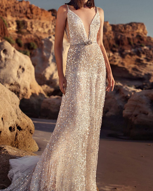 Women Sequined Fashion Glitter Dress S-2XL