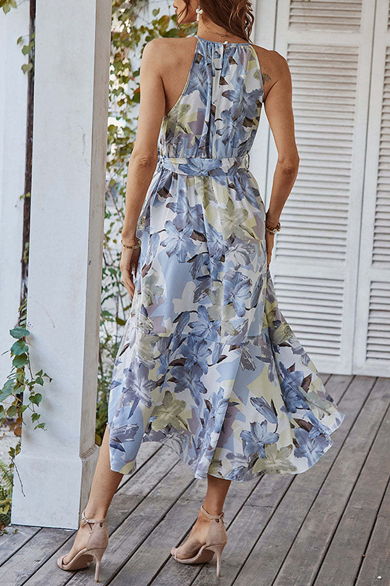 Soloma Halter Folds Floral Printed Maxi Dress main image 0