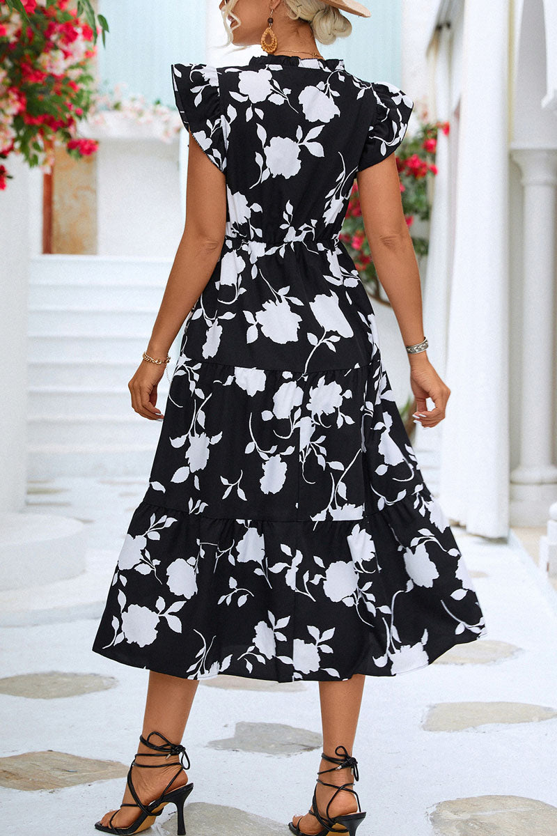 TIMIFIS Girls Summer Dresses - Ruffle Sleeve Midi A-Line Swing Dress For Ages 3-14 Years