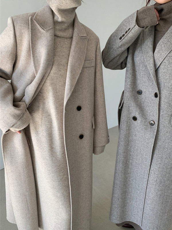 Casual Long Sleeves Loose Solid Color High-Neck Sweater Dresses