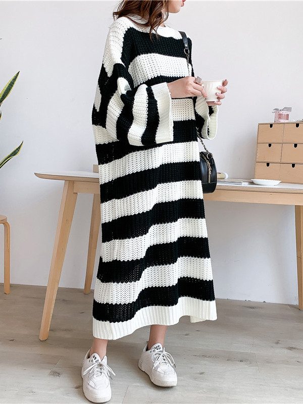 Striped Round Neck  Sweater Dress main image 0