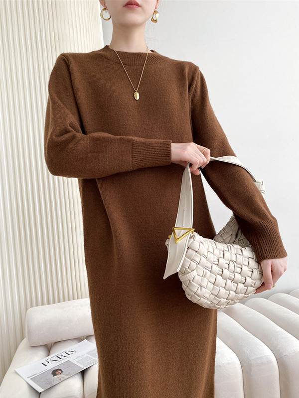 Urban Loose Solid Color Round-Neck Sweater Top