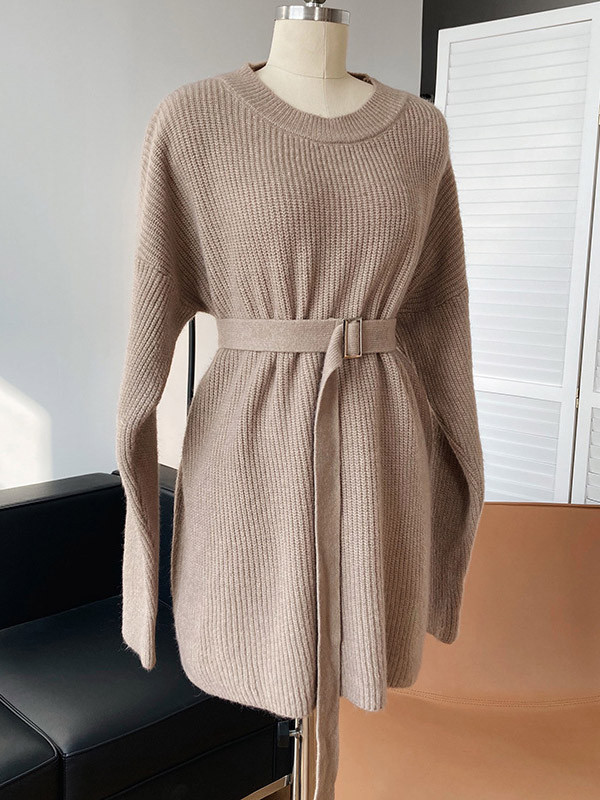 Loose Lace-Up Knitting Dress