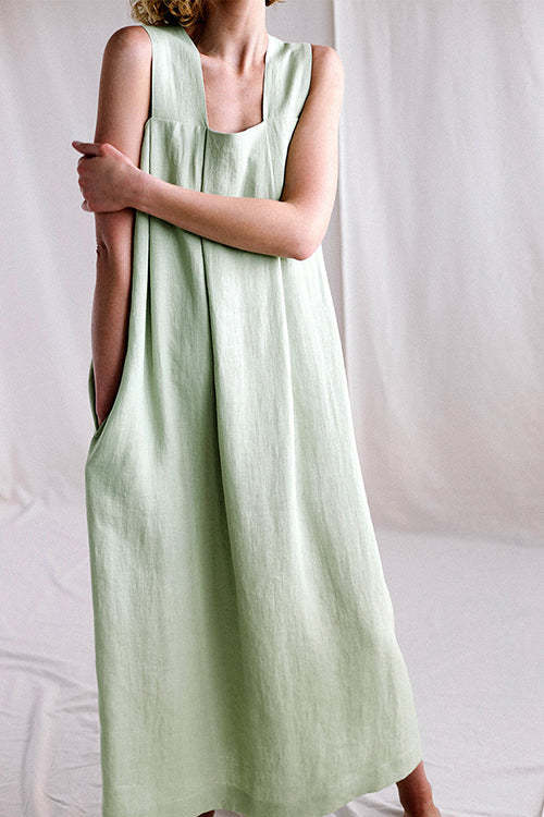 Square Neck Sleeveless Loose Long Dress