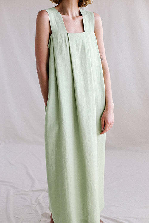 Sleeveless A-Line Maxi Dress with Square Neckline