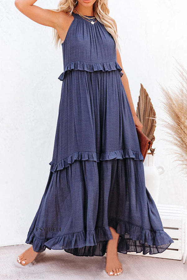 Ruffled Halter Neck Maxi Dress main image 1