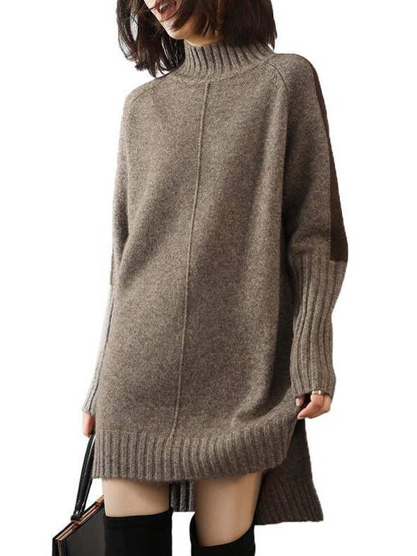 Turtleneck Contrast Trim Sweater Dress main image 0