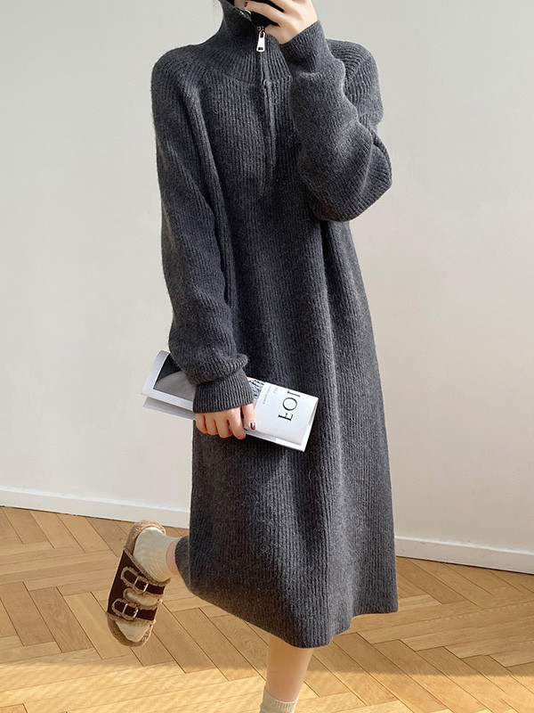 Casual loose long-sleeved half-zip sweatshirt main image 1