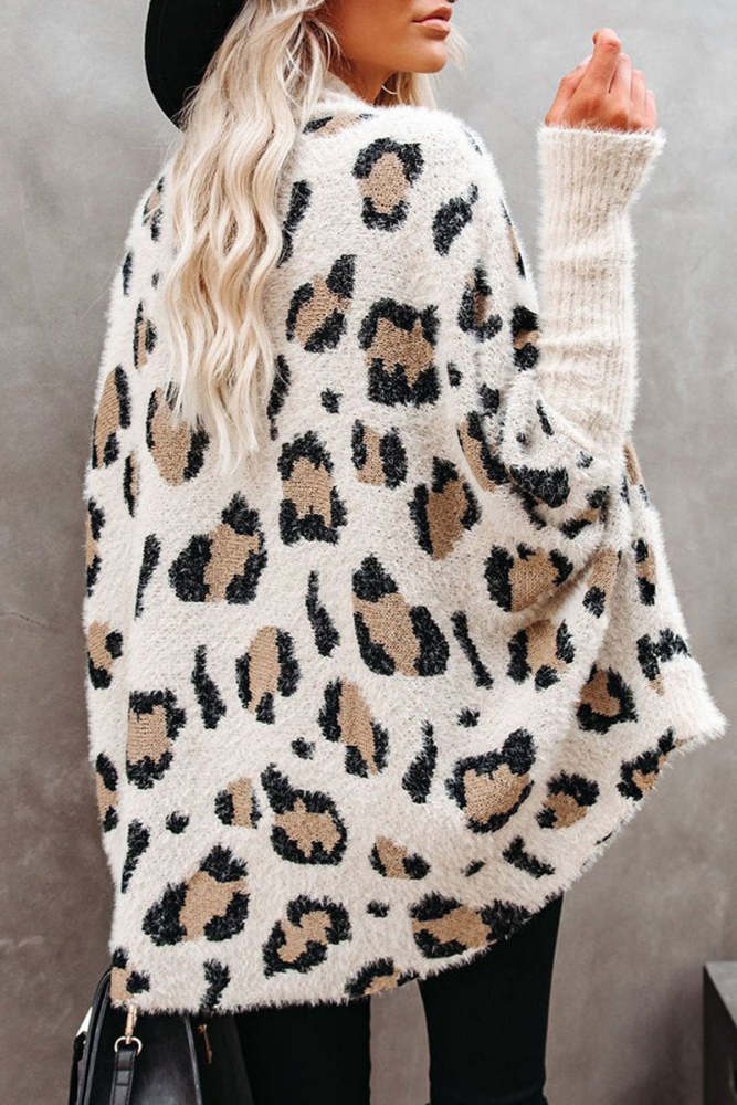 Leopard Print Loose Apricot Cardigan