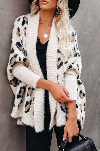 Leopard Print Loose Apricot Cardigan