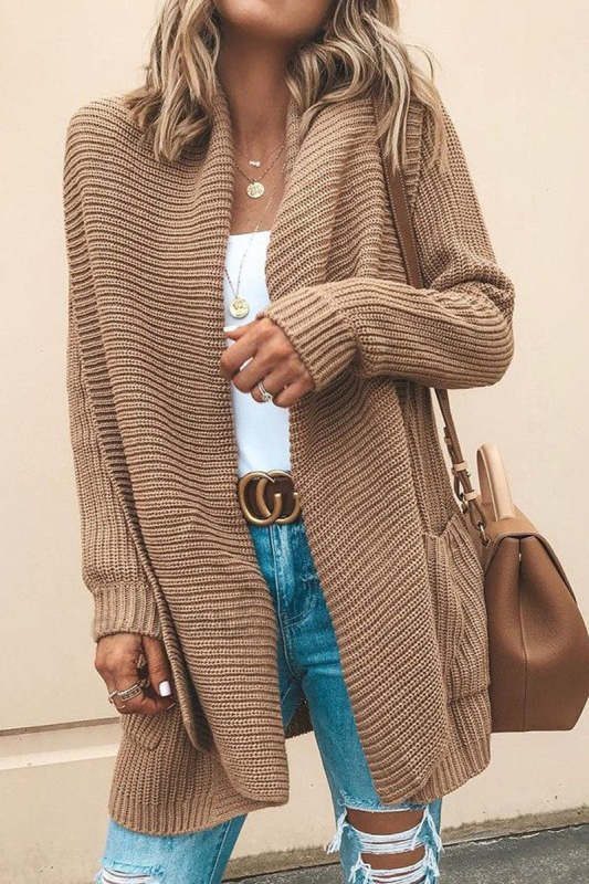 Exquisite Pocketed Open Front Knit Cardigan