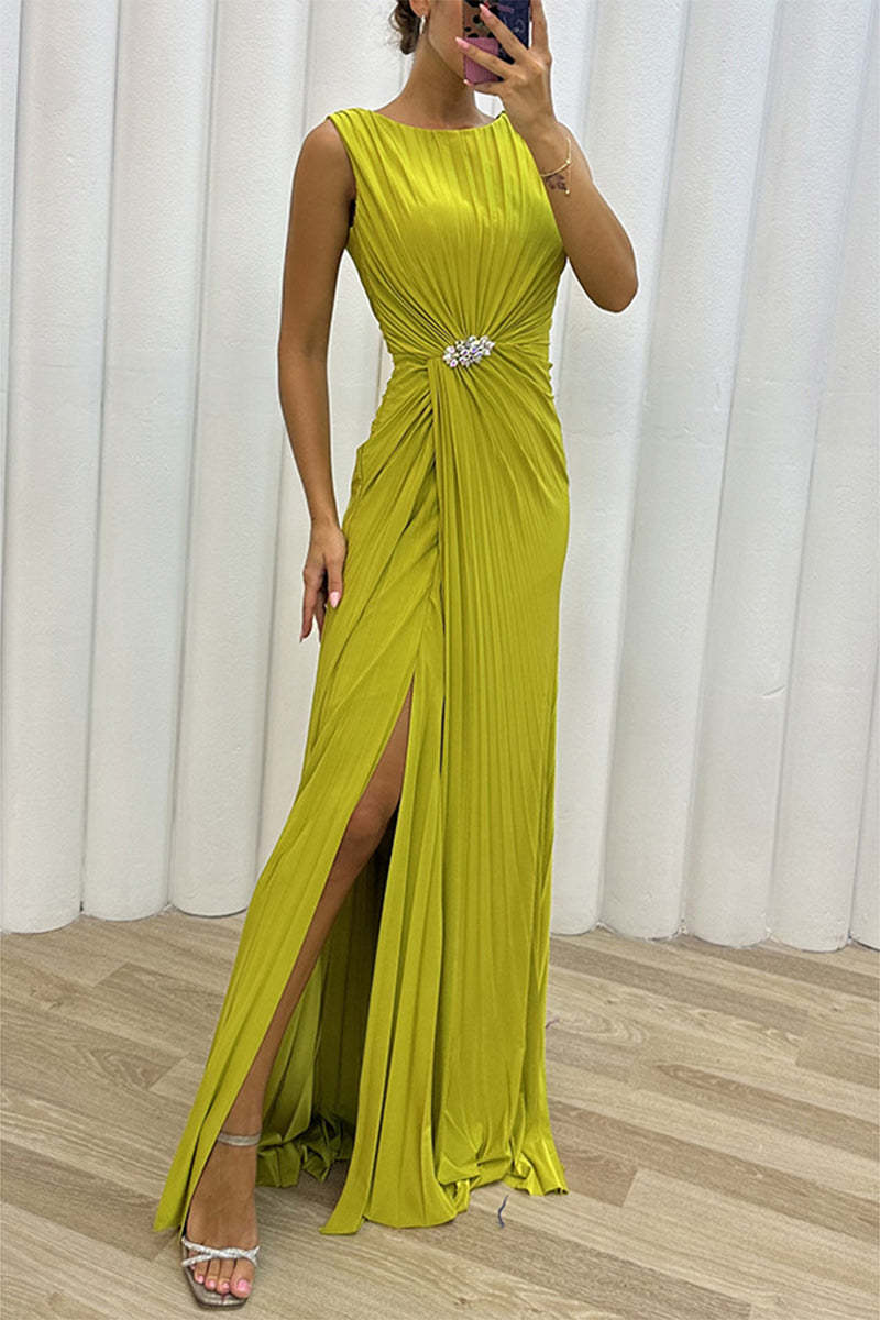 Elegant Formal Solid Asymmetrical O Neck Evening Dress Dresses