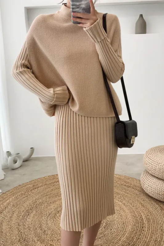 Split Knitted Sweater Two-Piece Dress