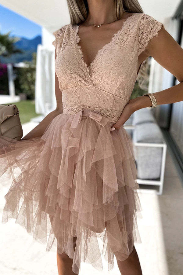 Lace Tulle Midi Dress