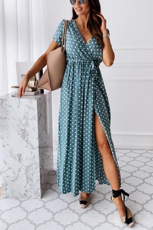 Polka Dot Maxi Shirt Dress - Broken White