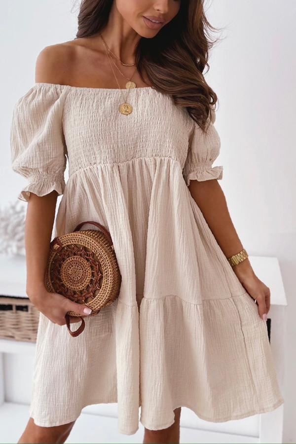 OFF SHOULDER DRESS WITH SMOCKING REBELLE REBELLE main image 0