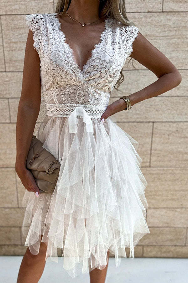 Lace Tulle Midi Dress