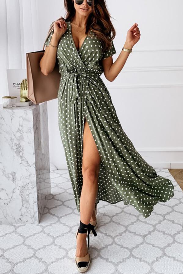 Polka Dot Wrap Maxi Dress