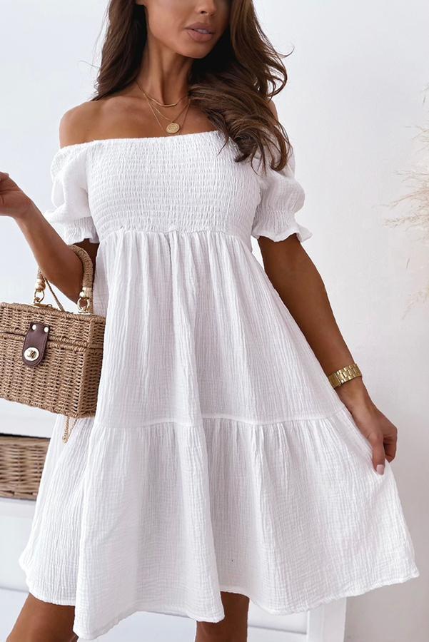 Off The Shoulder Smocked Loose Dress