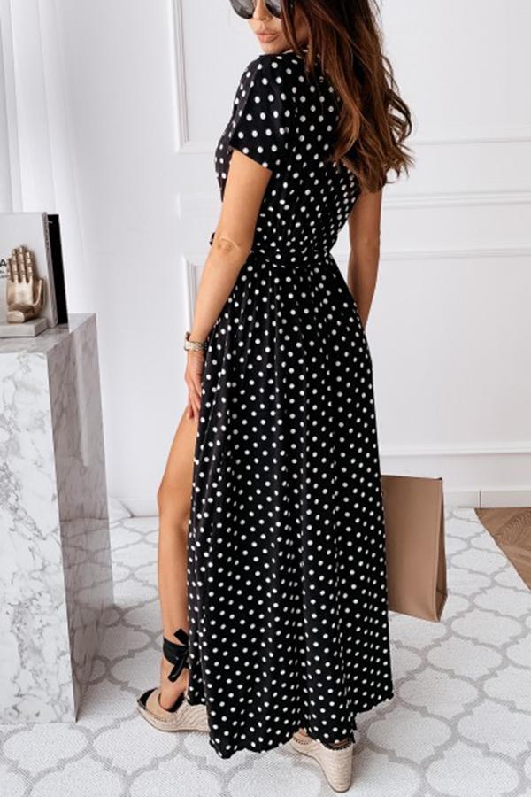 Polka Dot Wrap Maxi Dress